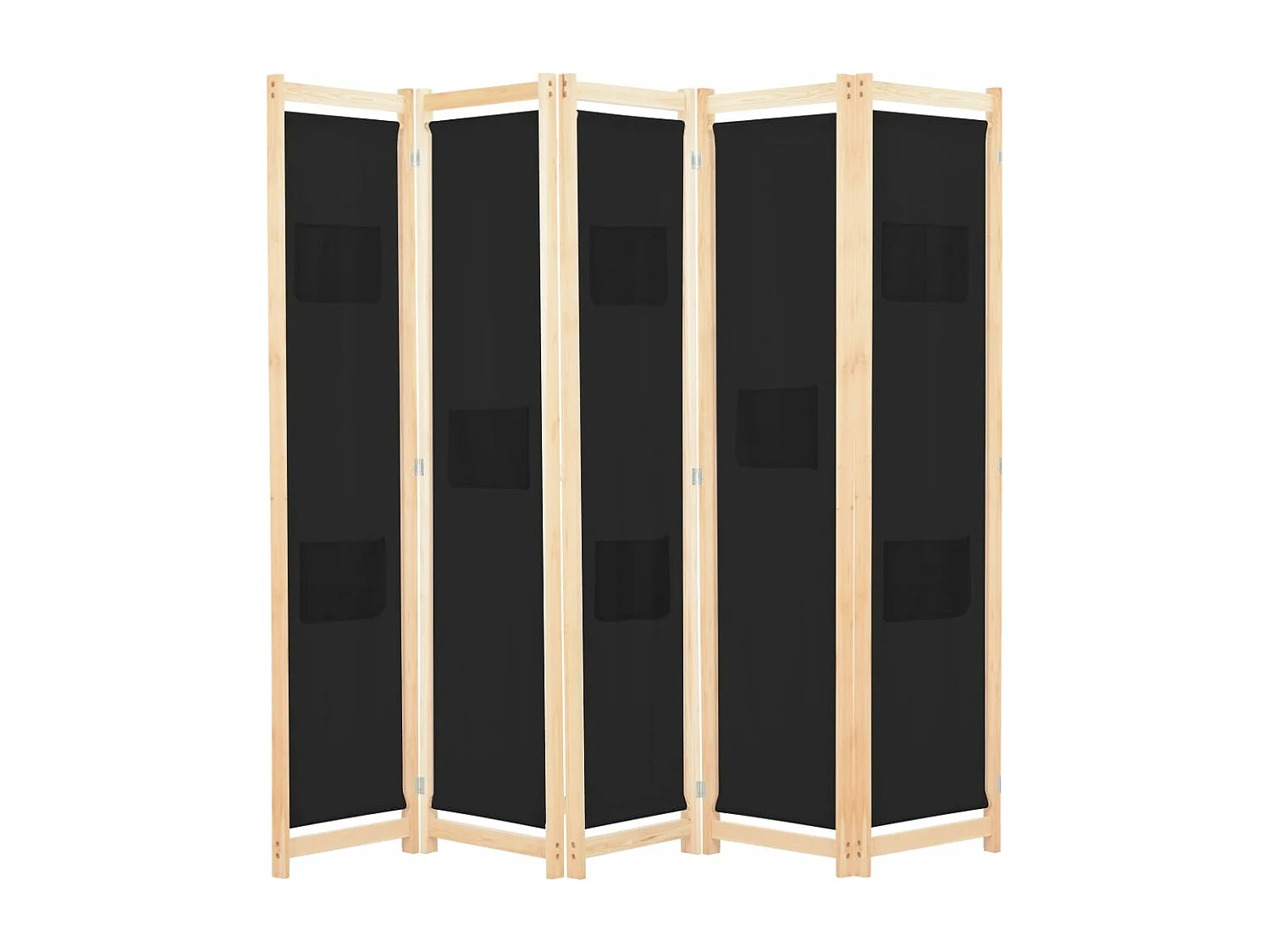 Kamerscherm met 5 panelen 200x170x4 cm stof zwart
