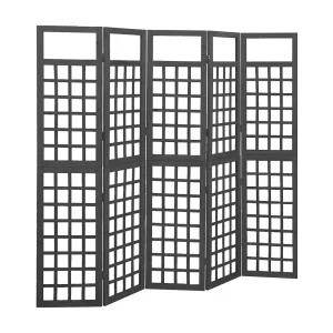 Kamerscherm/trellis met 5 panelen 201,5×180 cm vurenhout zwart Kamerscherm/trellis met 5 panelen 201,5×180 cm vurenhout zwart