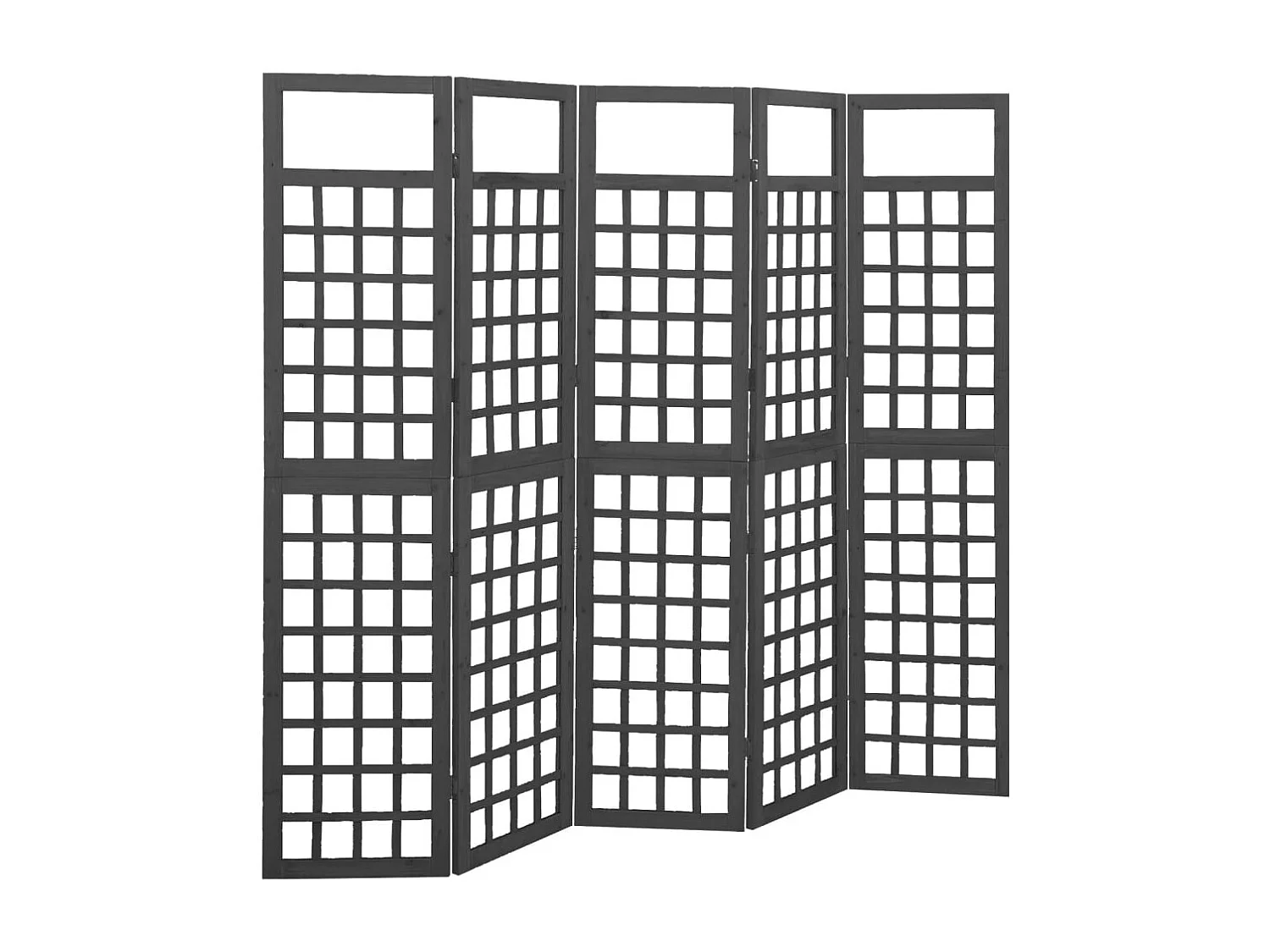 Kamerscherm/trellis met 5 panelen 201,5x180 cm vurenhout zwart