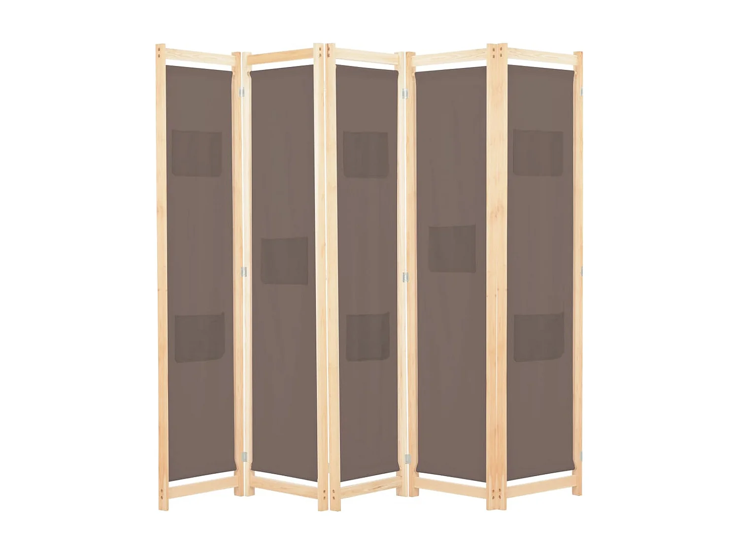 Kamerscherm met 5 panelen 200x170x4 cm stof bruin