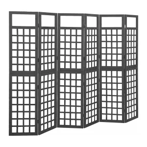 Kamerscherm/trellis met 6 panelen 242,5×180 cm vurenhout zwart Kamerscherm/trellis met 6 panelen 242,5×180 cm vurenhout zwart