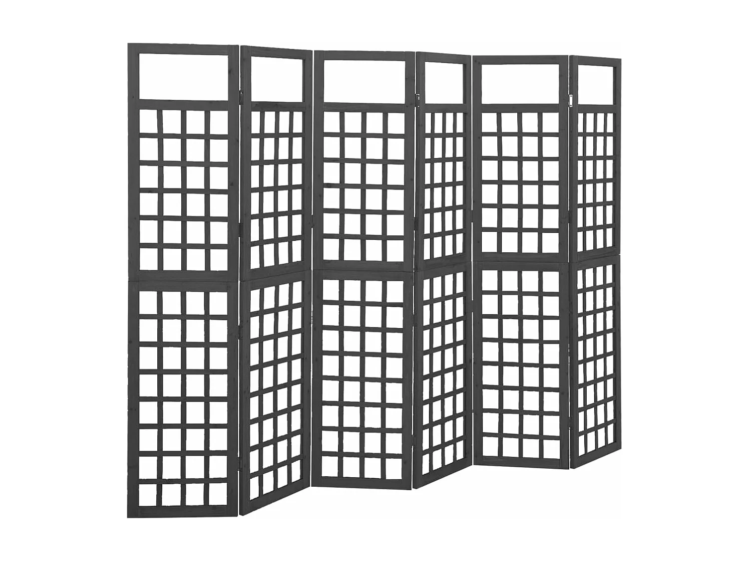 Kamerscherm/trellis met 6 panelen 242,5x180 cm vurenhout zwart