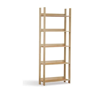Houten boekenkast 200 x 80 cm Opengewerkt, 5 planken, grenen kleur