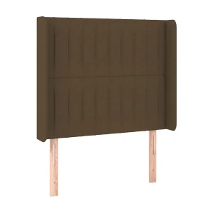 Hoofdbord met randen 83x16x118/128 cm stof donkerbruin