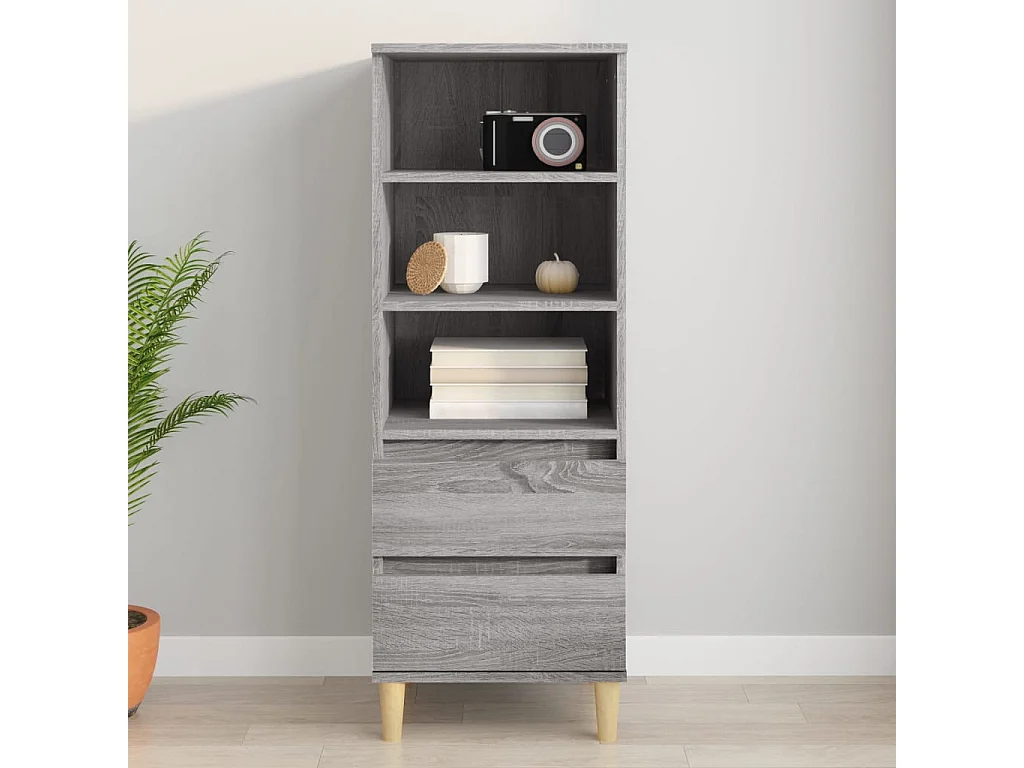 Hoge kast 40x36x110 cm bewerkt hout grijs sonoma