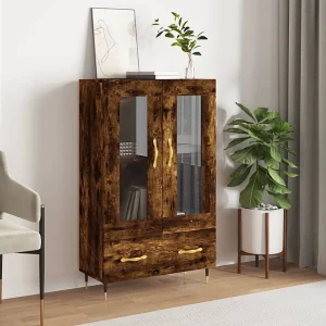 Hoge kast 69,5x31x115 cm bewerkt hout gerookt eikenkleurig Hoge kast 69,5x31x115 cm bewerkt hout gerookt eikenkleurig