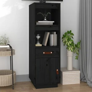 Hoge kast 34x40x108,5 cm massief grenenhout zwart Hoge kast 34x40x108,5 cm massief grenenhout zwart