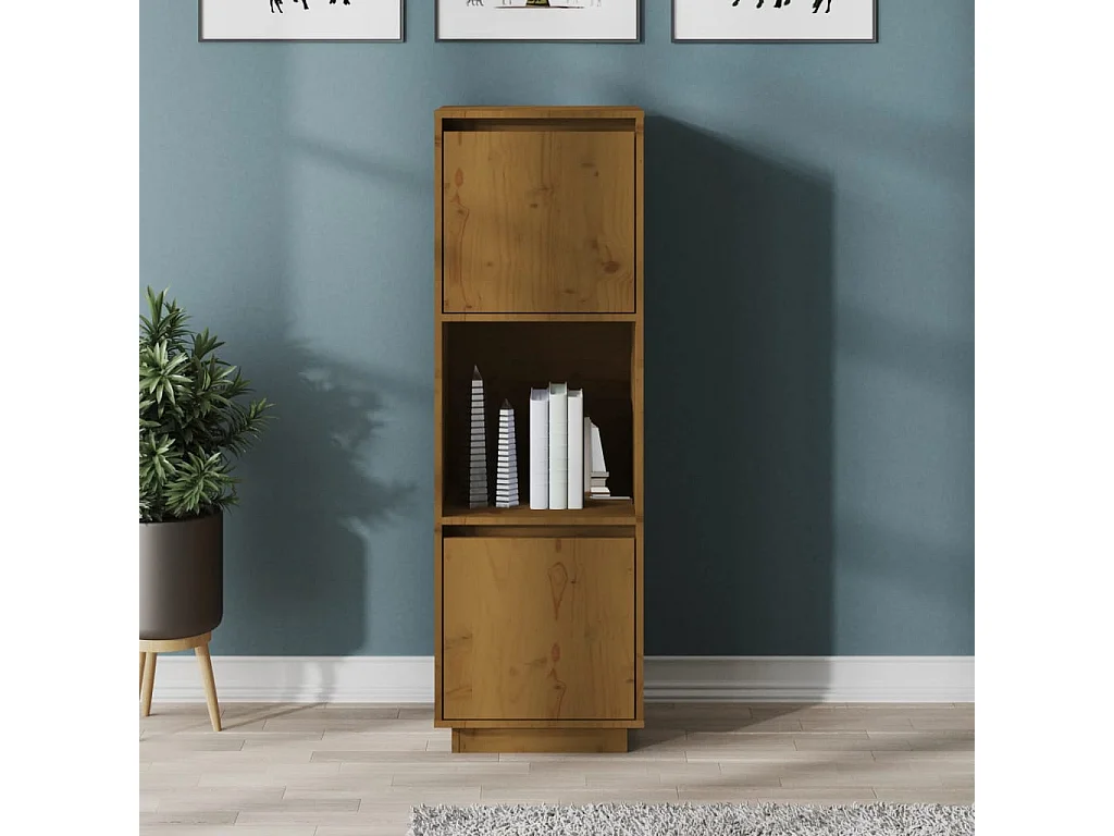 Hoge kast 38x35x117 cm massief grenenhout honingbruin