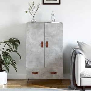 Hoge kast 69,5x31x115 cm bewerkt hout betongrijs Hoge kast 69,5x31x115 cm bewerkt hout betongrijs