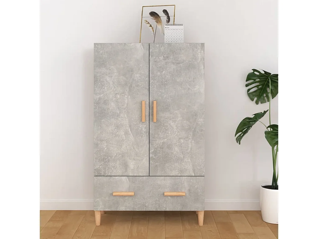 Hoge kast 70x31x115 cm bewerkt hout betongrijs