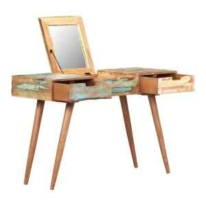 Kaptafel met spiegel 112x45x76 cm massief gerecycled hout