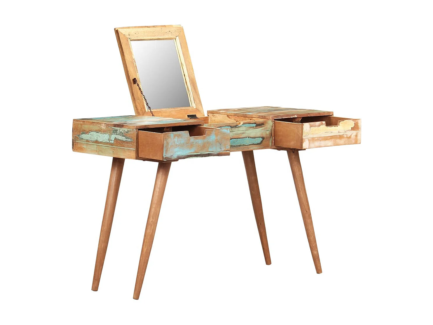 Kaptafel met spiegel 112x45x76 cm massief gerecycled hout