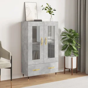 Hoge kast 69,5x31x115 cm bewerkt hout betongrijs Hoge kast 69,5x31x115 cm bewerkt hout betongrijs
