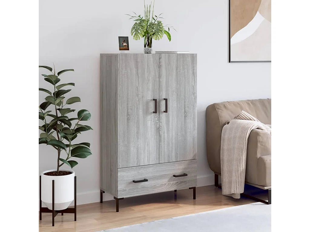 Hoge kast 69,5x31x115 cm bewerkt hout grijs sonoma eikenkleurig