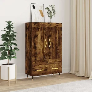 Hoge kast 69,5x31x115 cm bewerkt hout gerookt eikenkleurig Hoge kast 69,5x31x115 cm bewerkt hout gerookt eikenkleurig