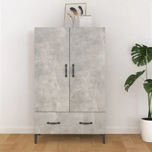 Hoge kast 70x31x115 cm bewerkt hout betongrijs