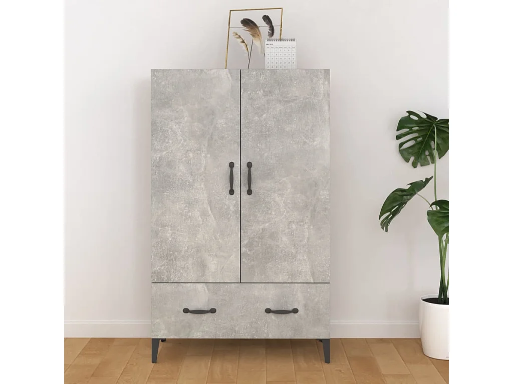 Hoge kast 70x31x115 cm bewerkt hout betongrijs