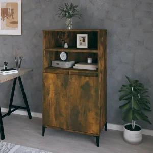 Hoge kast 60x36x110 cm bewerkt hout gerookt eikenkleurig Hoge kast 60x36x110 cm bewerkt hout gerookt eikenkleurig