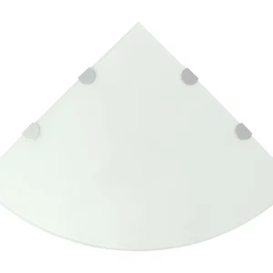 Hoekschap met chromen dragers wit 45×45 cm glas Hoekschap met chromen dragers wit 45×45 cm glas