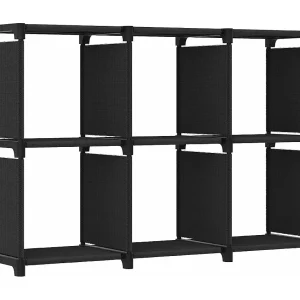 Kast met 6 vakken 103x30x72,5 cm stof zwart Kast met 6 vakken 103x30x72,5 cm stof zwart