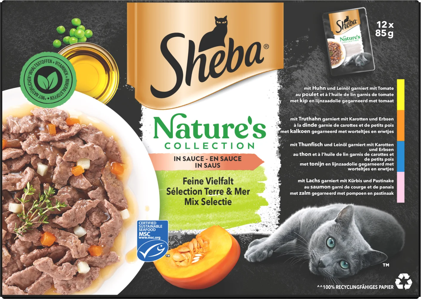 Sheba natvoer Nature's Collection adult mix selectie 85 gram 12 stuks