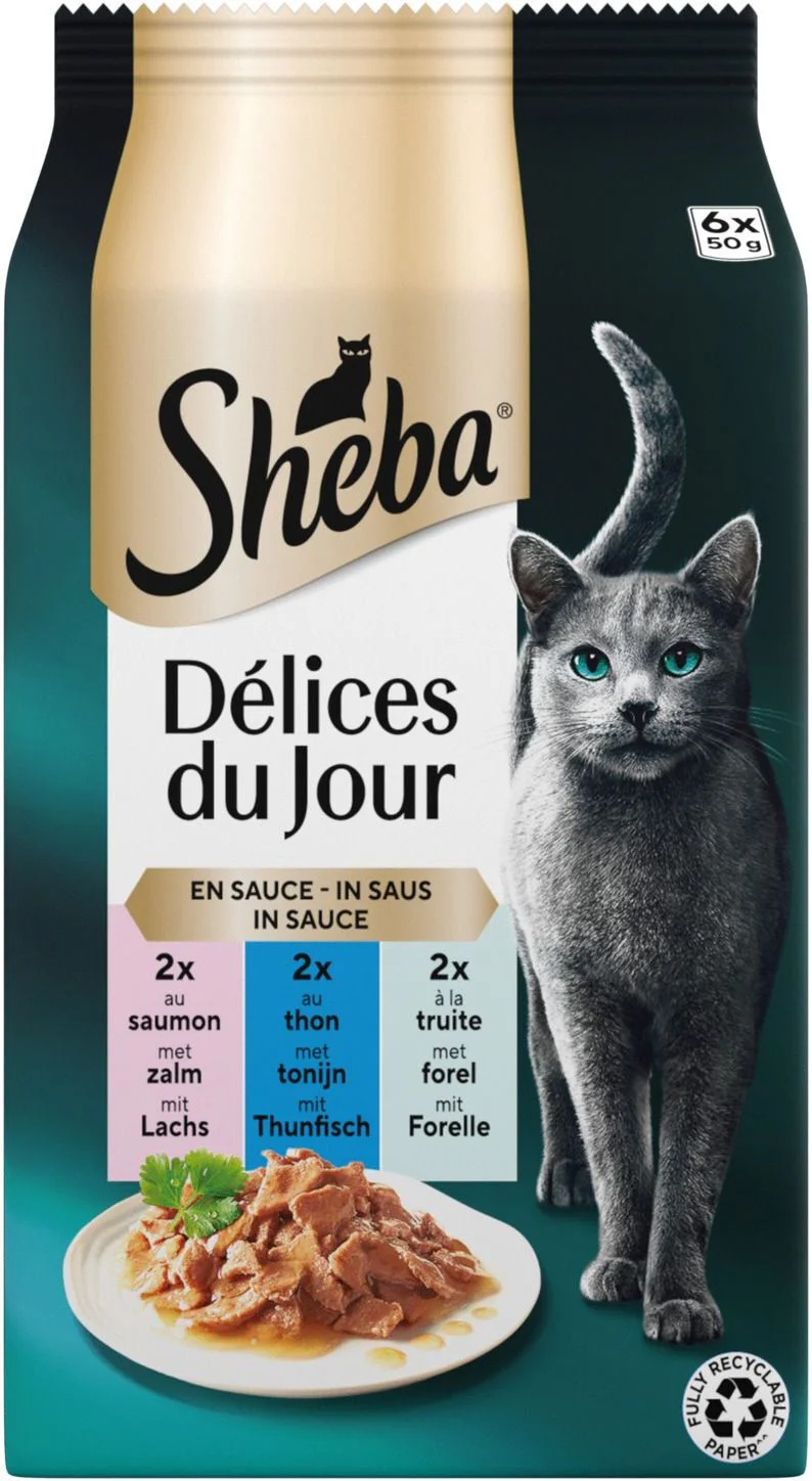 Sheba natvoer Délices du Jour adult vis in saus 50 g 6 stuks