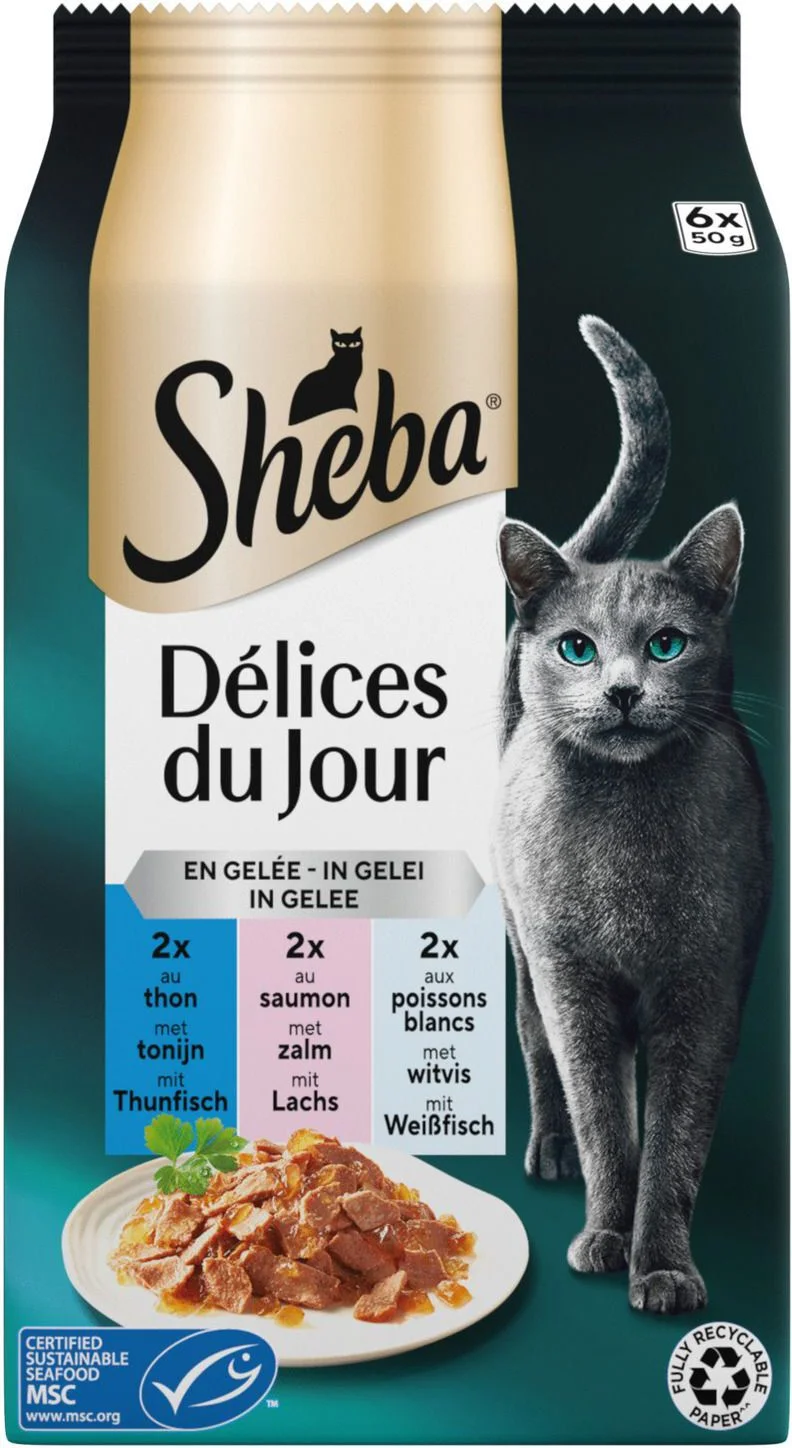 Sheba natvoer Délices du Jour adult vis in gelei 50 g 6 stuks