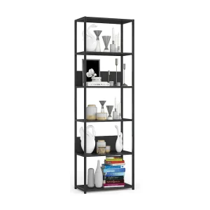 Open Boekenkast, Ladderkast, Industrieel Design / Vakkenkast met 6 Planken / Opbergplank / Boekenrek Opslagrek / Zwart / 60 x 192 x 32 cm Open Boekenkast, Ladderkast, Industrieel Design / Vakkenkast met 6 Planken / Opbergplank / Boekenrek Opslagrek / Zwart / 60 x 192 x 32 cm