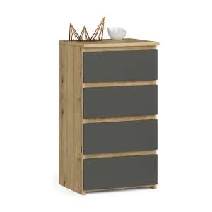 Kommode CL4 met 4 Lades / AKORD Furniture Factory / Artisan Eik – Grafietgrijs / 40x74x35 cm Kommode CL4 met 4 Lades / AKORD Furniture Factory / Artisan Eik – Grafietgrijs / 40x74x35 cm