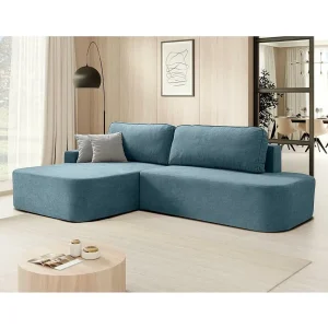 Hoekslaapbank Gavi blauw fluweel links Hoekslaapbank Gavi blauw fluweel links