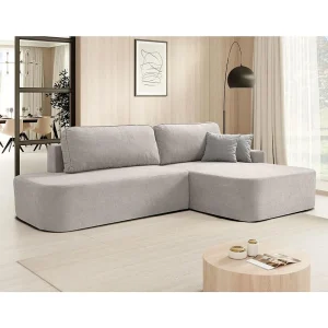 Hoekslaapbank Gavi beige fluweel rechts Hoekslaapbank Gavi beige fluweel rechts