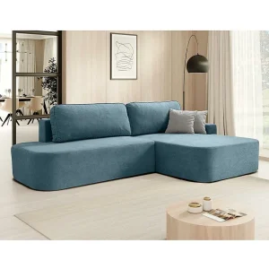 Hoekslaapbank Gavi blauw fluweel rechts Hoekslaapbank Gavi blauw fluweel rechts