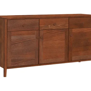 Houten ladekast 74 x 143 cm Colorado V, 3 lades 3 deuren, kleur kastanje Houten ladekast 74 x 143 cm Colorado V, 3 lades 3 deuren, kleur kastanje
