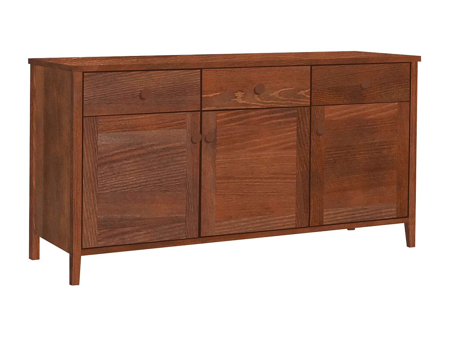 Houten ladekast 74 x 143 cm Colorado V, 3 lades 3 deuren, kleur kastanje
