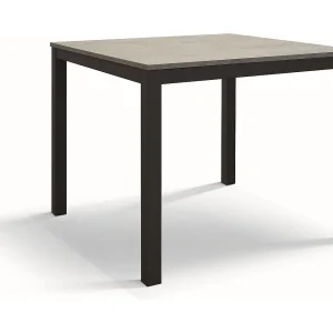 Houten tafel, afwerking grijs, frame antraciet metaal 80×80 – RAVENNA Houten tafel, afwerking grijs, frame antraciet metaal 80×80 – RAVENNA