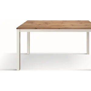 Houten tafel, eiken effect, voet wit, ext.160×90-210x90cm – TROPEA Houten tafel, eiken effect, voet wit, ext.160×90-210x90cm – TROPEA