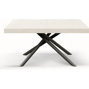 Houten tafel, essen wit, antraciet onderstel, ext.140×90-220x90cm – CARRARA Houten tafel, essen wit, antraciet onderstel, ext.140×90-220x90cm – CARRARA