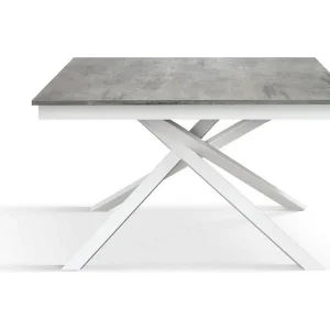 Houten tafel,betongrijs, voet wit, ext.120×80-170x80cm – VOLPAIA Houten tafel,betongrijs, voet wit, ext.120×80-170x80cm – VOLPAIA