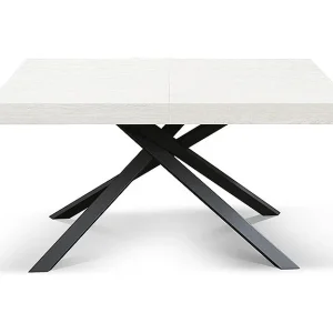 Houten tafel, witte afwerking, antraciet onderstel, uitschuifbaar 140×90 – FORTE DEI MARMI Houten tafel, witte afwerking, antraciet onderstel, uitschuifbaar 140×90 – FORTE DEI MARMI