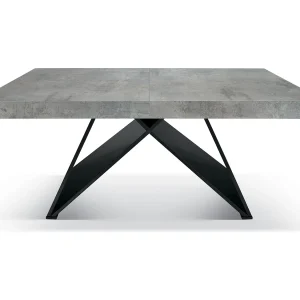Houten tafel, betongrijs, antraciet onderstel, lengte 160×90-240×90cm – VULCANO Houten tafel, betongrijs, antraciet onderstel, lengte 160×90-240×90cm – VULCANO