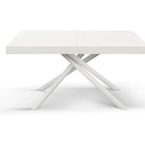 Houten tafel,essen wit, voet wit, ext.160×90-240x90cm – CARRARA Houten tafel,essen wit, voet wit, ext.160×90-240x90cm – CARRARA