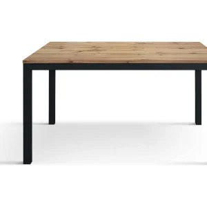 Houten tafel, eiken effect, antraciet onderstel, 140×80-190x80cm lang – TROPEA