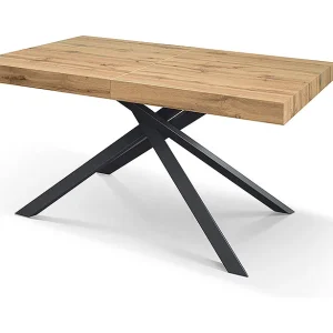 Houten tafel, eiken afwerking, antraciet onderstel, uitschuifbaar 140×90 – FORTE DEI MARMI Houten tafel, eiken afwerking, antraciet onderstel, uitschuifbaar 140×90 – FORTE DEI MARMI