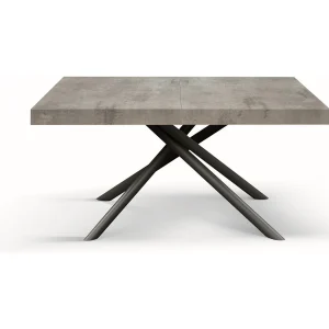 Houten tafel, cementgrijs, antraciet onderstel, 140×90-220x90cm – CARRARA Houten tafel, cementgrijs, antraciet onderstel, 140×90-220x90cm – CARRARA