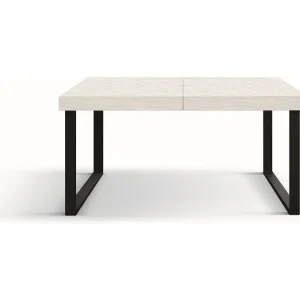 Houten tafel, essen wit, antraciet onderstel, ext.160×90-240×90cm – CINQUALE Houten tafel, essen wit, antraciet onderstel, ext.160×90-240×90cm – CINQUALE
