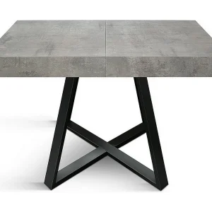 Houten tafel,cementgrijs,antraciet onderstel,lengte 95×90-145x90cm – FORTE DEI MARMI Houten tafel,cementgrijs,antraciet onderstel,lengte 95×90-145x90cm – FORTE DEI MARMI