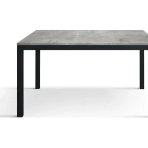 Houten tafel, betongrijs, antraciet onderstel, lengte 160×90-210x90cm – TROPEA