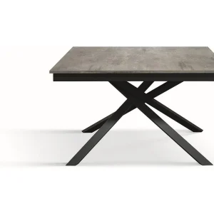 Houten tafel, betongrijs, antraciet onderstel, 160×90-210x90cm – VOLPAIA Houten tafel, betongrijs, antraciet onderstel, 160×90-210x90cm – VOLPAIA