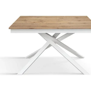 Houten tafel, eiken effect, voet wit, ext.160×90-210x90cm – VOLPAIA Houten tafel, eiken effect, voet wit, ext.160×90-210x90cm – VOLPAIA