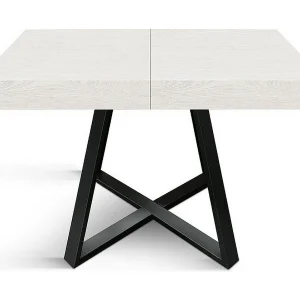 Houten tafel,essen wit, antraciet onderstel, 95×90-145x90cm – FORTE DEI MARMI Houten tafel,essen wit, antraciet onderstel, 95×90-145x90cm – FORTE DEI MARMI